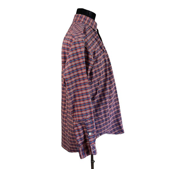 Ralph Lauren | Big Shirt Orange Plaid Long Sleeve Button Front Shirt Medium - Picture 7 of 8